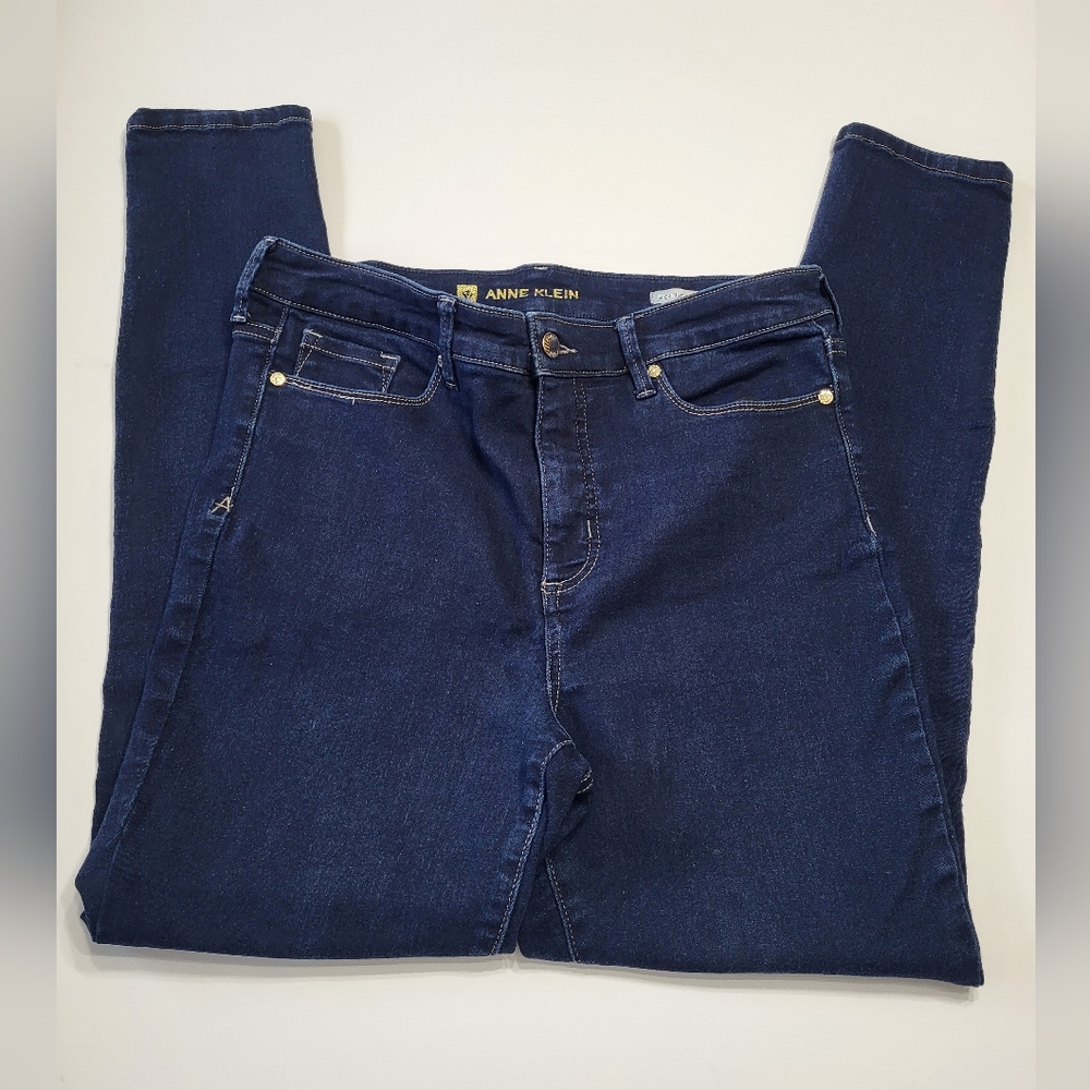 Anne Klein Dark Wash High Rise Skinny Blue Denim Jeans Women's 8 Average Casual